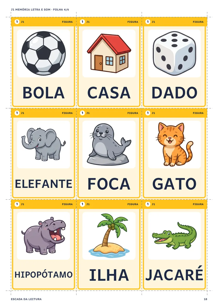 Folha do jogo 1: Memória Letra e Som