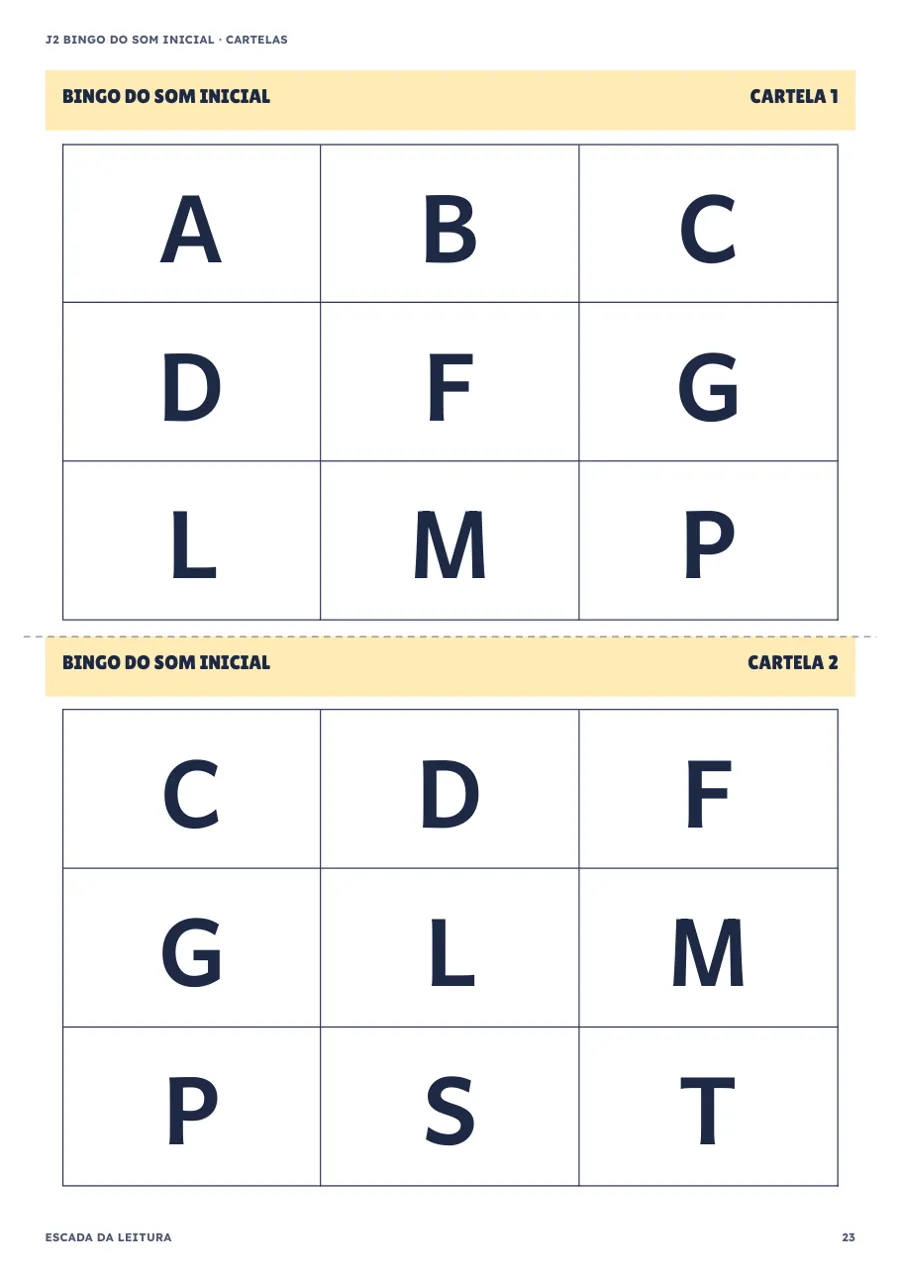 Folha do jogo 2: Bingo do Som Inicial