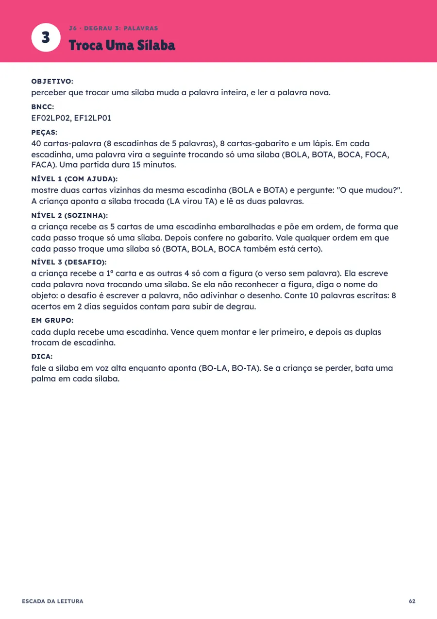 Página de manual de um jogo